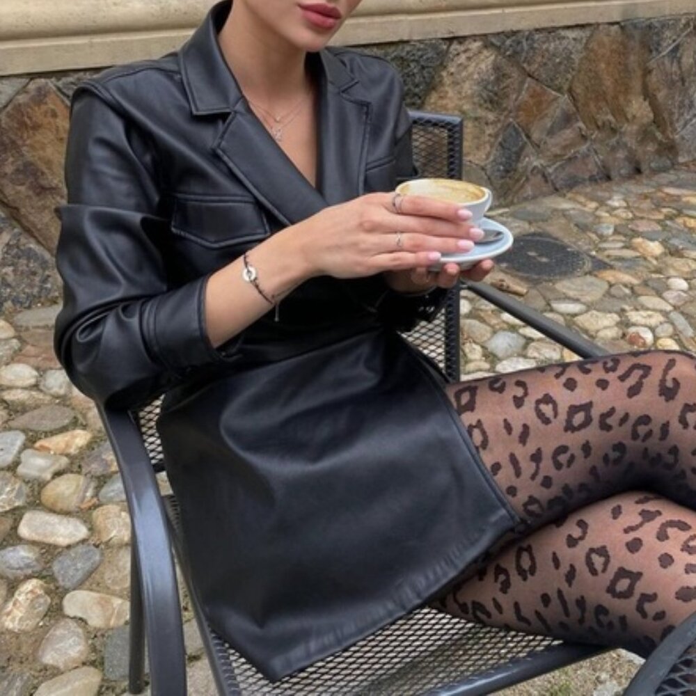 Zara Faux Leather Wrap Tie Dress - Size XL